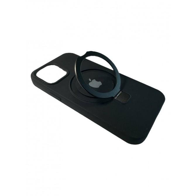 Силиконовый чехол (с кольцом) для iPhone 12/12 Pro Черный FULL-2