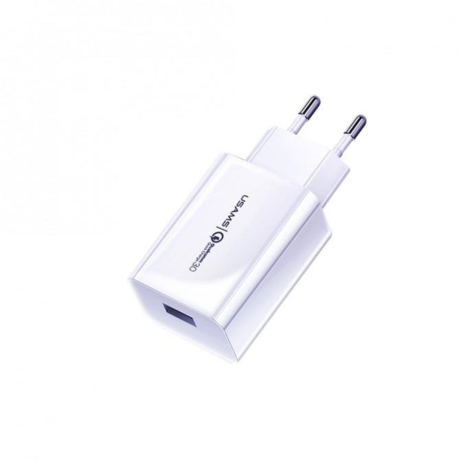 Мережевий зарядний пристрій Usams US-CC083 T22 Single USB QC 3.0Travel Charger Білий (CC83TC01)