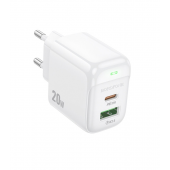 Сетевое ЗУ 1USB + Type-C Borofone BAS44A PD20W+QC3.0 White