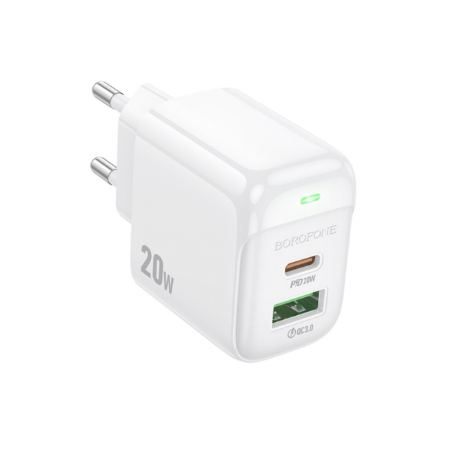 Сетевое ЗУ 1USB + Type-C Borofone BAS44A PD20W+QC3.0 White-2