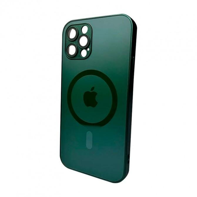 Чехол AG Glass Matt Frame Color MagSafe Logo for Apple iPhone 13 Pro Max Cangling Gre