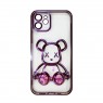 TPU чохол Cute Bear Liquid для iPhone 12 Pro Темно Фіолетовий