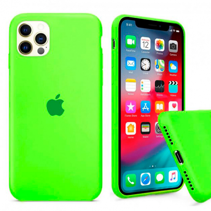 Оригинальный силеконовый чехол для iPhone 12 /12 Pro Неоново зеленый