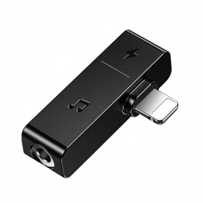Адаптер Usams US-SJ385 AU12 Lightning -> Lightning + 3.5mm Чёрный