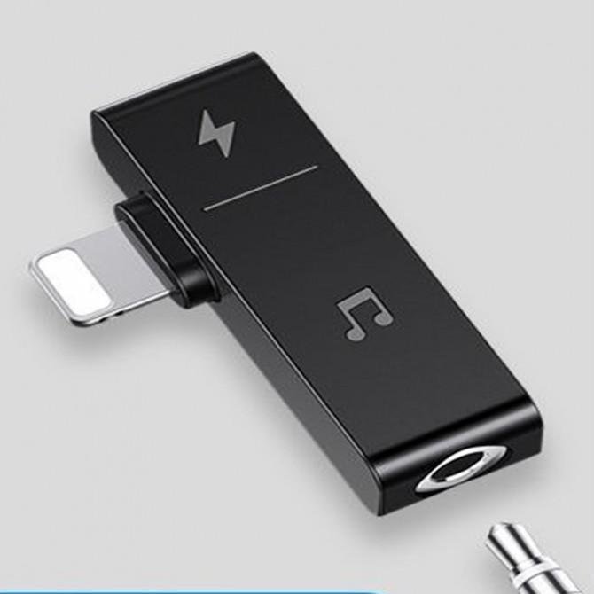 Адаптер Usams US-SJ385 AU12 Lightning -> Lightning + 3.5mm Чёрный-1