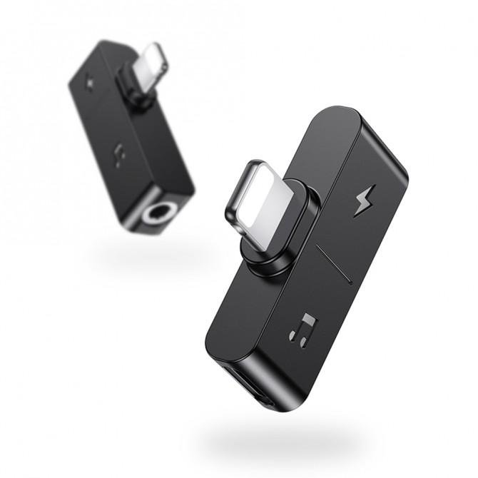 Адаптер Usams US-SJ385 AU12 Lightning -> Lightning + 3.5mm Чёрный-2
