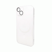 Чехол AG Glass Matt Frame Color MagSafe Logo for Apple iPhone 14 Pearly White