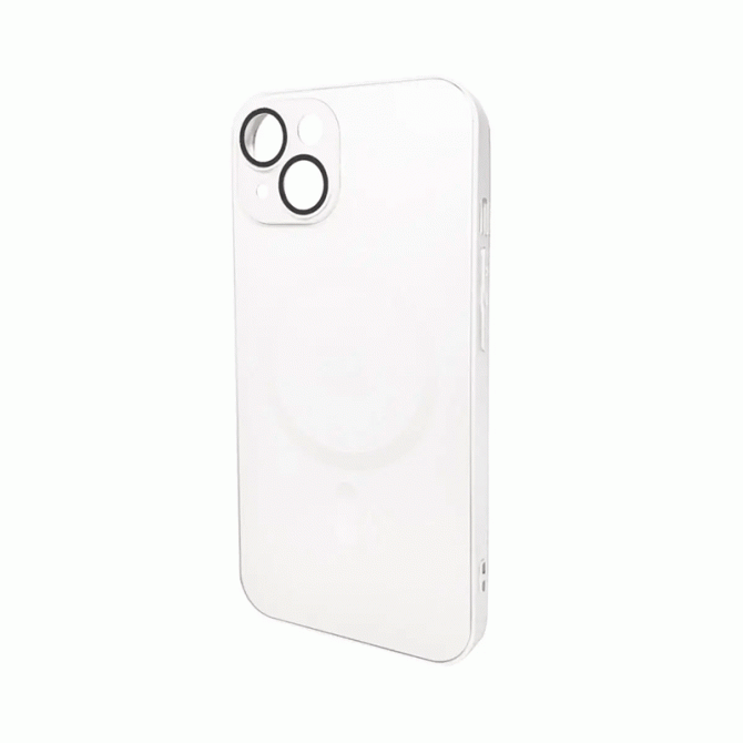Чехол AG Glass Matt Frame Color MagSafe Logo for Apple iPhone 14 Pearly White