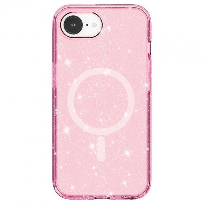 Чохол TPU Galaxy Sparkle (MagFit) для Apple iPhone 16e (6.1") Pink+Glitter