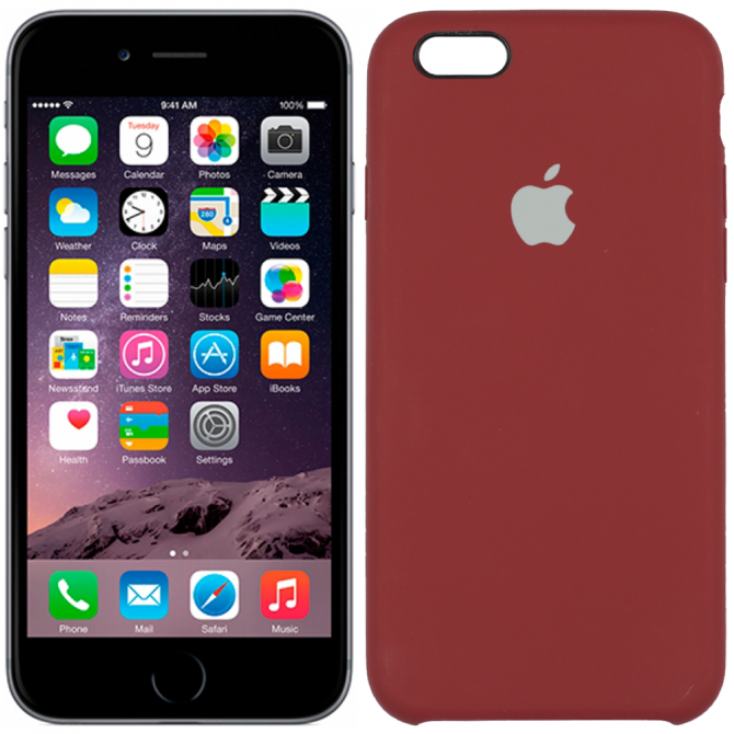 Чехол силиконовый для iPhone 6/6s Клюква