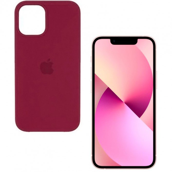 Оригінальний силіконовий чохол для iPhone 13 Бордовий FULL-1