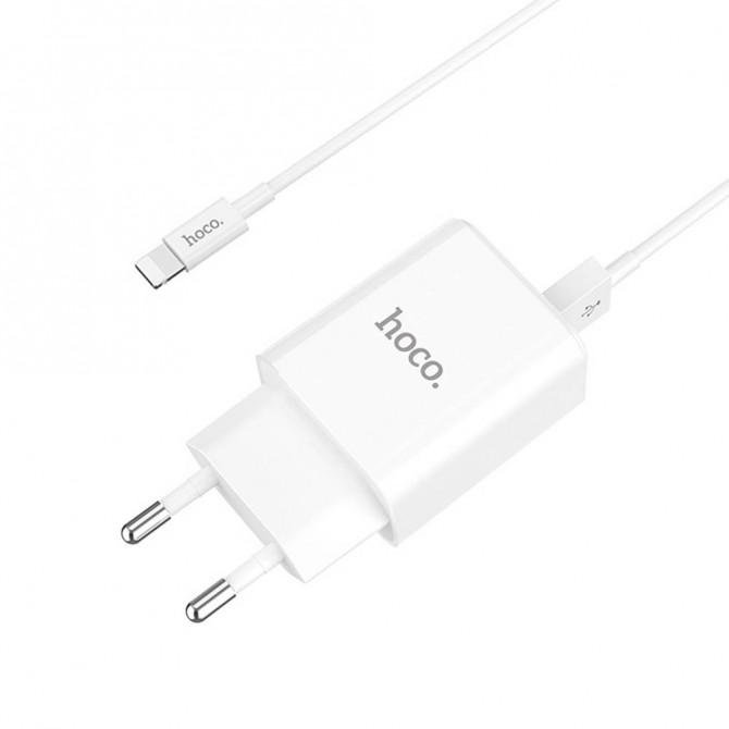 Мережевий зарядний пристрій 2USB Hoco C62A Бiлий + USB Cable iPhone 8 (2.1A)-3