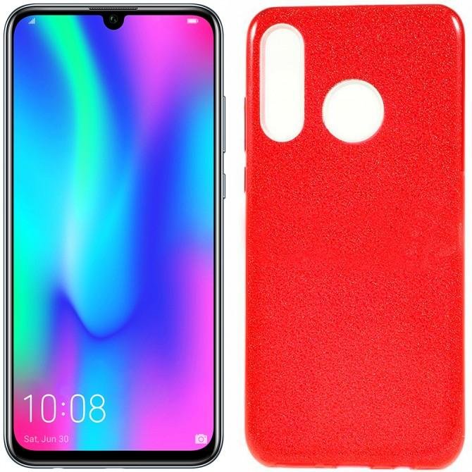 Чохол Silicone 3in1 Блискітки для Huawei Honor 10i Червоний