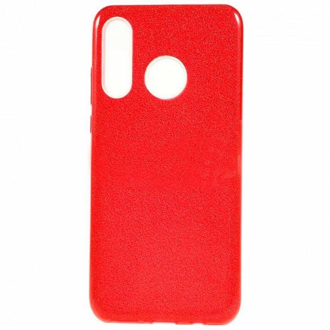 Чохол Silicone 3in1 Блискітки для Huawei Honor 10i Червоний-1