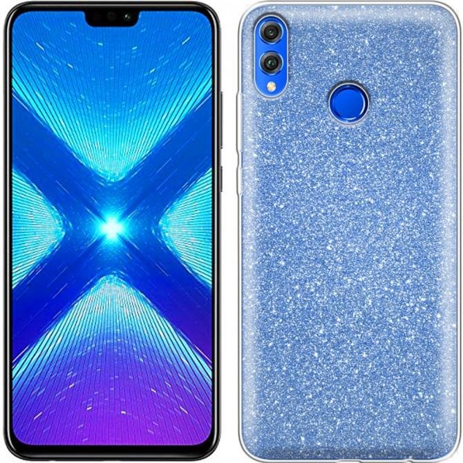 Чехол Silicone 3in1 Блёстки для Huawei Honor 8X Blue