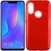 Чехол Silicone 3in1 Блёстки для Huawei P Smart Plus Red