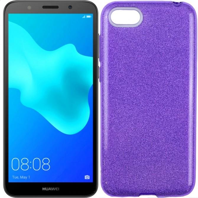 Чехол Silicone 3in1 Блёстки для Huawei Y5 2018 Violet