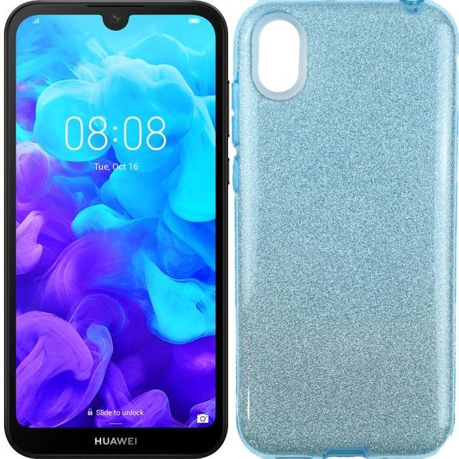 Чехол Silicone 3in1 Блёстки для Huawei Y5 2019 Blue