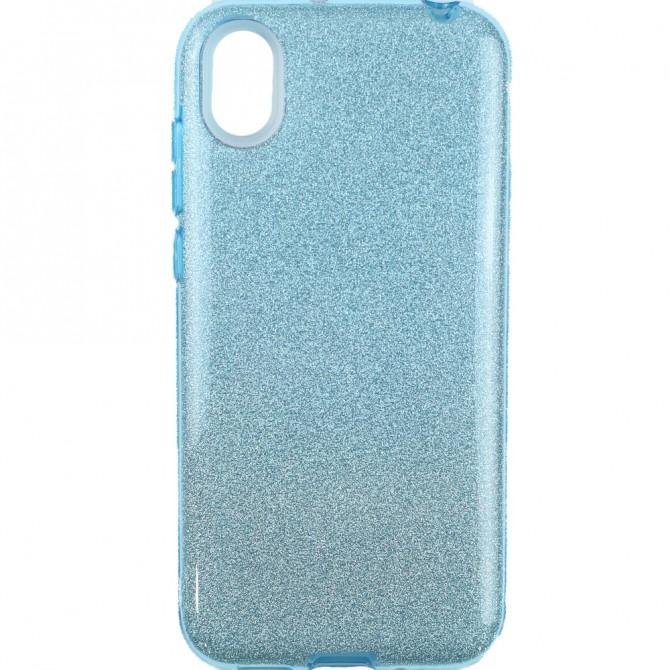 Чехол Silicone 3in1 Блёстки для Huawei Y5 2019 Blue-1