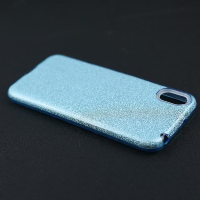 Чехол Silicone 3in1 Блёстки для Huawei Y5 2019 Blue-4