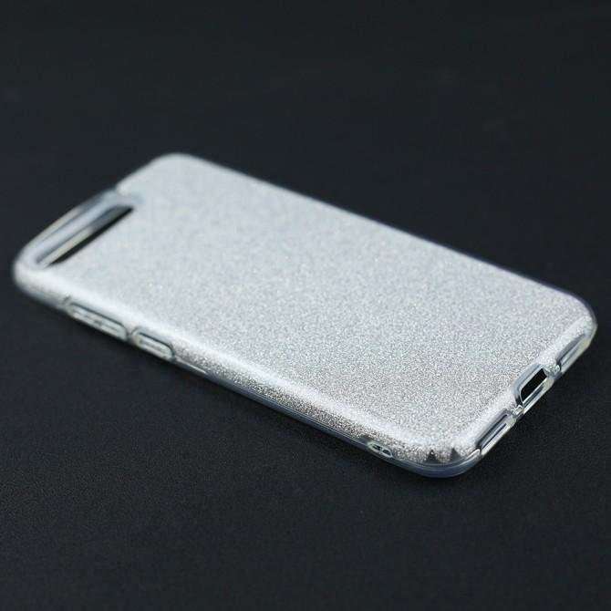 Чехол Silicone 3in1 Блёстки для Huawei Y6 2018 Silver-3