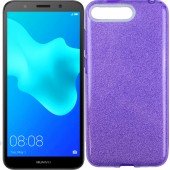 Чохол Silicone 3in1 Блискітки для Huawei Y6 2018 Фіолетовий