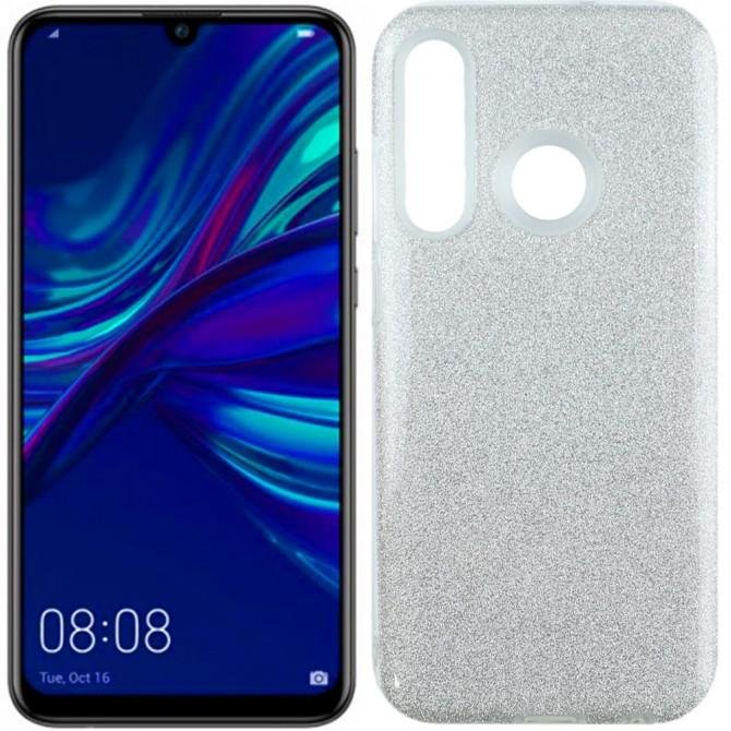 Чохол Silicone 3in1 Блискітки для Huawei P Smart 2019 Срібло
