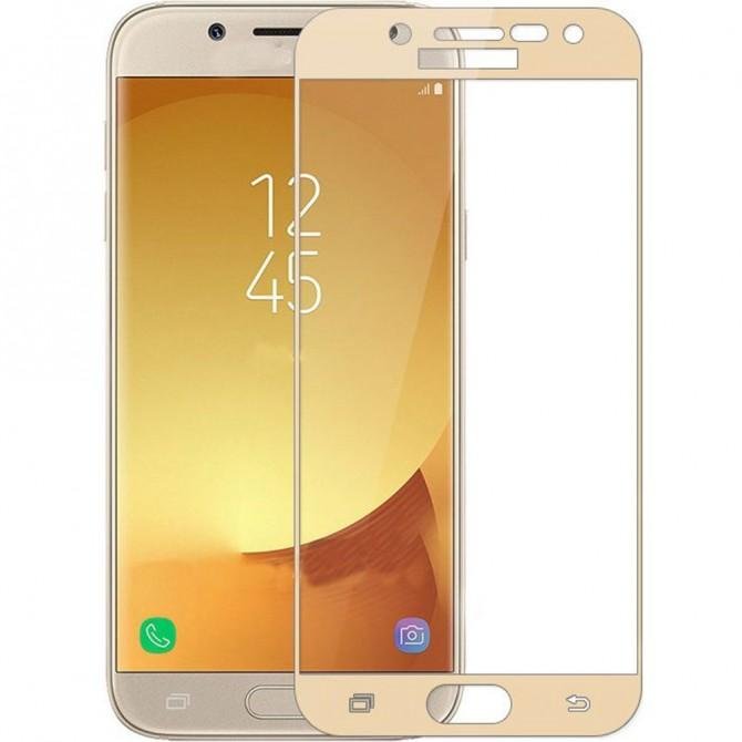 Защитное стекло для SAMSUNG J330 Galaxy J3 (2017) (0.3 мм, 2.5D, с золотистым Silk Screen покрытием