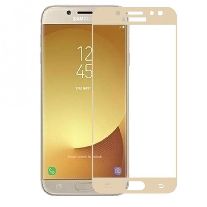 Защитное стекло для SAMSUNG J730 Galaxy J7 (2017) (0.3 мм, 2.5D, с золотистым Silk Screen покрытием-2