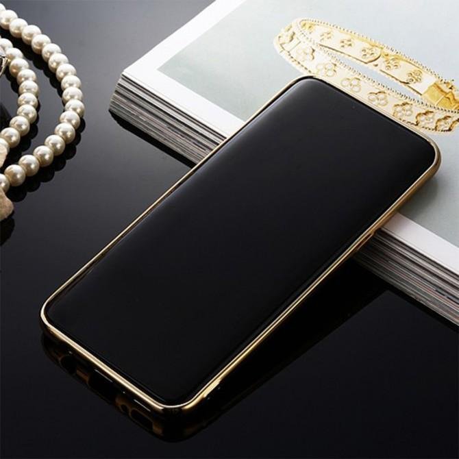 Прозрачный чехол с цветами и стразами для Samsung G955 Galaxy S8 Plus с глянцевым бампером (Золотой/-3