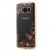 Прозорий Чохол з квітами та стразами для Samsung G950 Galaxy S8 з глянцевим бампером (Золотий/Рожеві