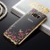 Прозорий Чохол з квітами та стразами для Samsung G950 Galaxy S8 з глянцевим бампером (Золотий/Рожеві
