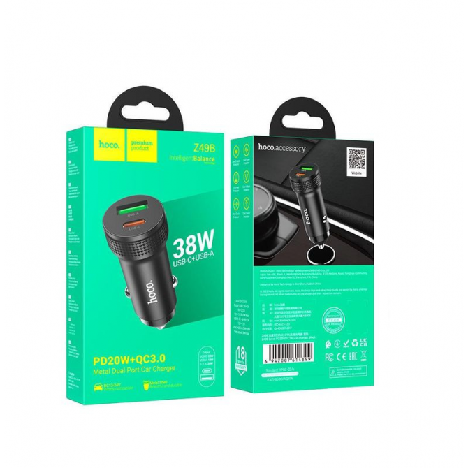 Автомобильное зарядное устройство для 1Type-C Hoco Z49b PD38W Black-2