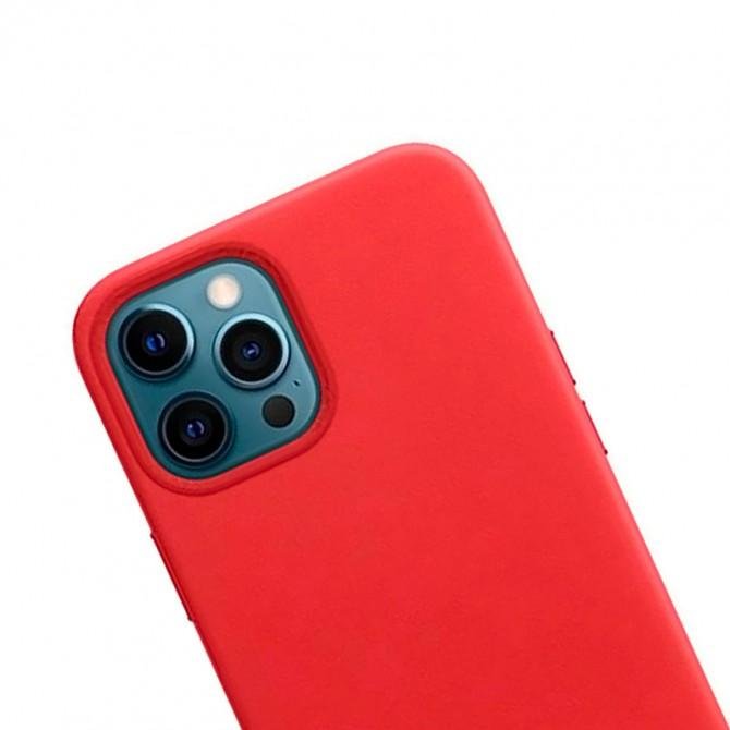 Кожаный чехол Leather Case without Logo для Apple iPhone 12 Pro / 12 (6.1") Красный-2