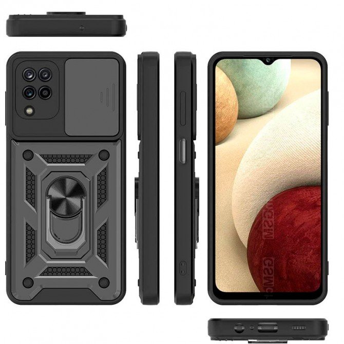 Чохол HONOR Hard Defence Series Samsung A225 Galaxy A22 Black (with Camshield and magnet)-2