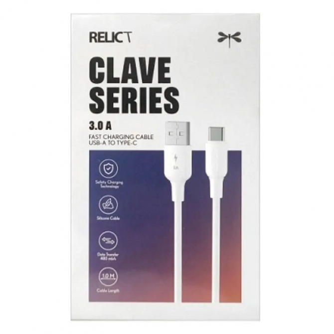Кабель USB Relict Clave Silicone Type-C 3A White-1