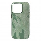 Кожаный чехол Camo with MagSafe для iPhone 15 Pro Max Pine Green Кожаный чехол Camo with MagSafe для iPhone 15 Pro Max Pine Green