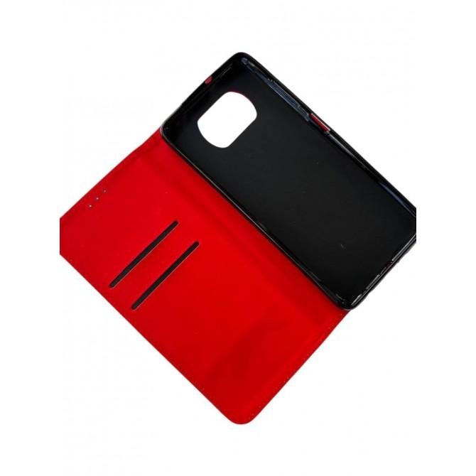 Чохол-книжка Lines Leather for Xiaomi Poco X3 Red-2