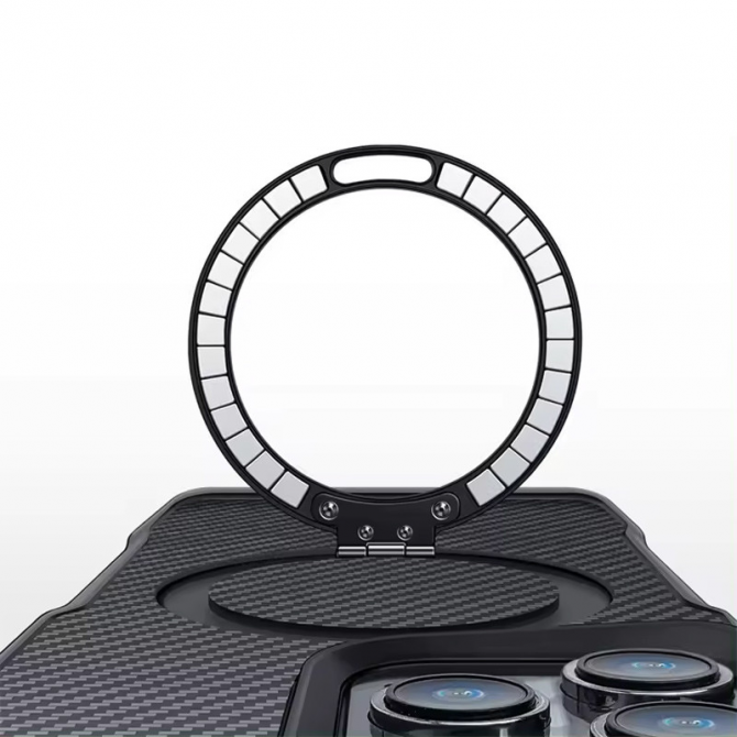 Чехол TPU+PC Metal Buttons with MagSafe Carbon Ring для Apple iPhone 14 Pro Max (6.7) Черный-2