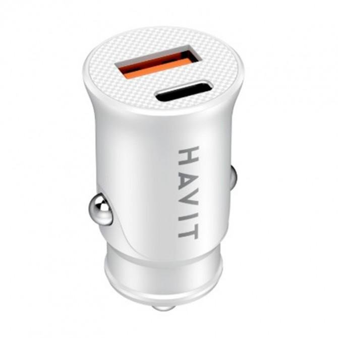 Автомобильное зарядное устройство Havit HV-CC2022 USB+Type-C 20W Белый