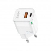 МЗП 1USB + Type-C WALKER WH-43 PD+QC3.0 33W/18W White МЗП 1USB + Type-C WALKER WH-43 PD+QC3.0 33W/18W White