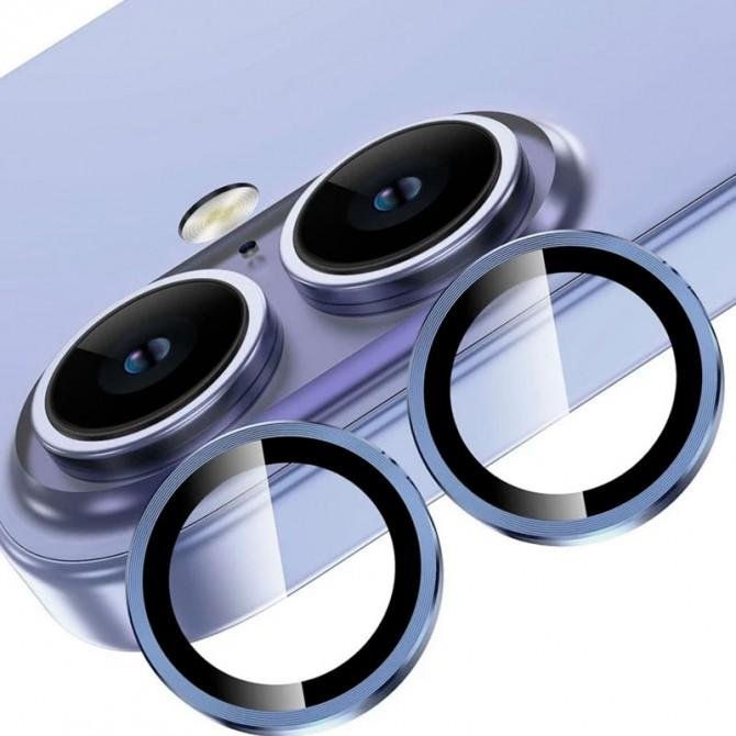 Защитное стекло на камеру Metal Classic (в упаковке) для Apple iPhone 16 (6,1")/16 Plus (6.7") Синий-1