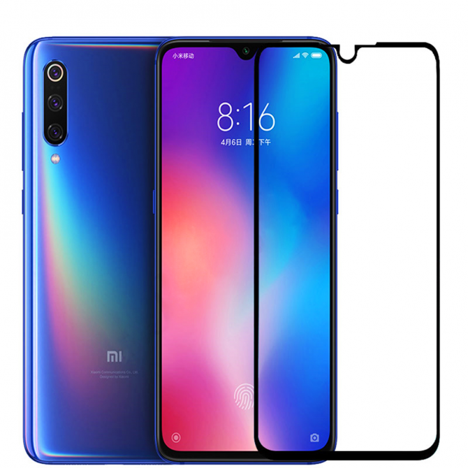 Захисне скло для XIAOMI Mi9 Full Glue (0.3 мм, 2.5D, чорне)-2