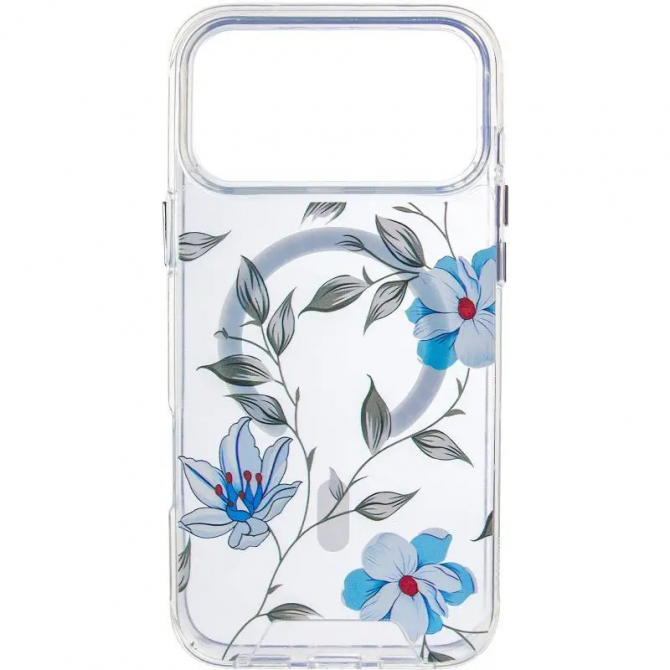 Чехол TPU+PC Clear Garden with MagSafe для Apple iPhone 17 Air (6.5") (Blue Blossom)