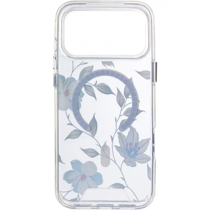 Чехол TPU+PC Clear Garden with MagSafe для Apple iPhone 17 Air (6.5") (Blue Blossom)-2