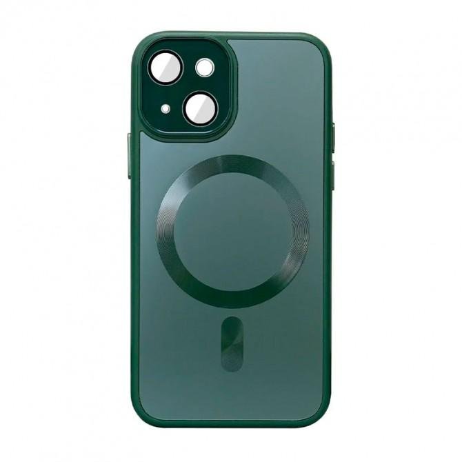 Чехол TPU+Glass Sapphire Midnight with MagSafe для Apple iPhone 14 (6.1") Темно Зеленый