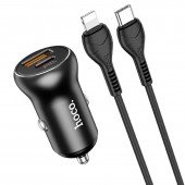 Автомобильное зарядное устройство 2USB Hoco NZ5 PD30W + QC3.0 Black + USB Type-C to Lightning Автомобильное зарядное устройство 2USB Hoco NZ5 PD30W + QC3.0 Black + USB Type-C to Lightning