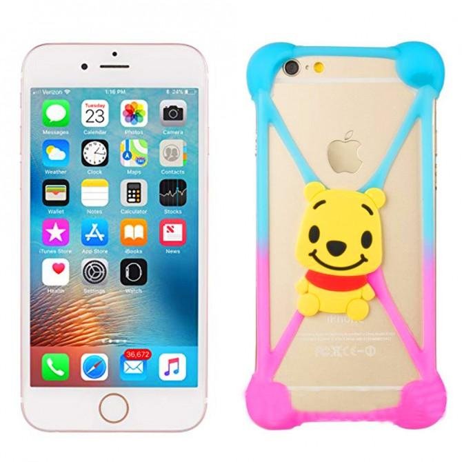 Чохол Universal Soft Touch Cover Teddy Bear Синій/Рожевий