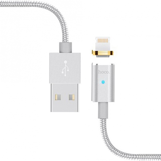 Магнитный кабель Hoco U16 Absorption iPhone 6 Серебро 1m