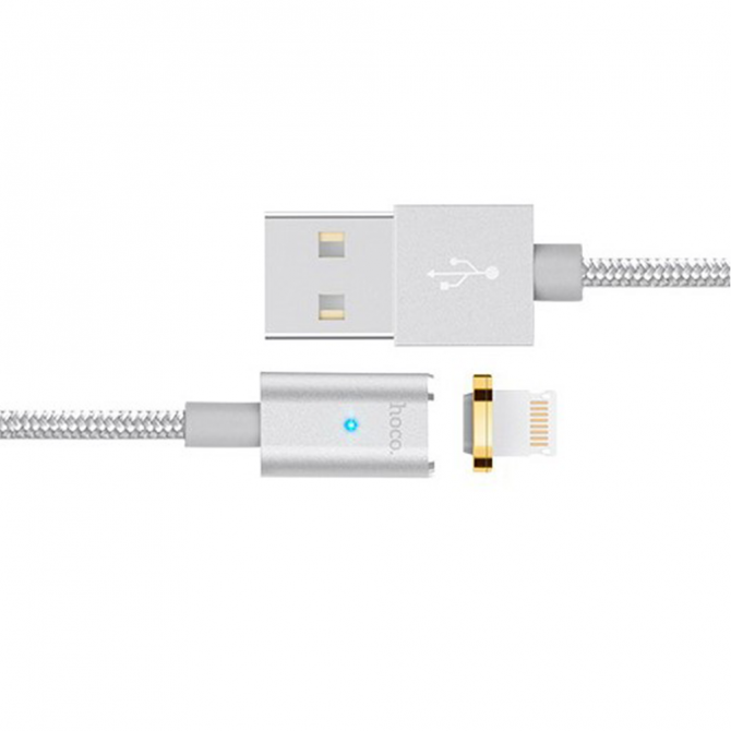 Магнитный кабель Hoco U16 Absorption iPhone 6 Серебро 1m-2